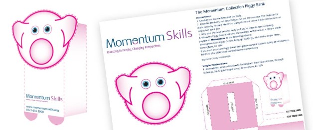 Papercraft Piggy Bank for Momentum Midlands