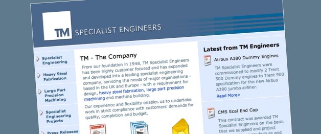 Website design for TM Specialist Engineers